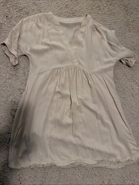 Amazon Women's Cream V-Neck Babydoll Tunic